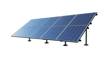 Electric Solar cell isolated on transparent background or PNG file. Solar energy. Environmental theme. Green energy concept.