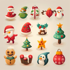 Festive and Fun Cute Christmas Icons for Your Seasonal Designs