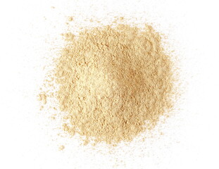 Peruvian black maca organic powder isolated on white, top view