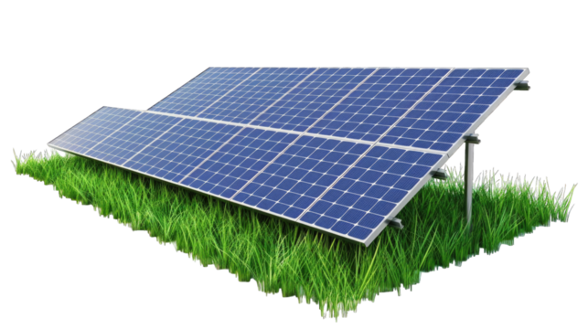 Electric Solar cell isolated on transparent background or PNG file. Solar energy. Environmental theme. Green energy concept.