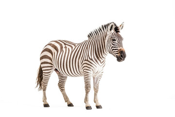 Obraz premium Zebra standing on a white background