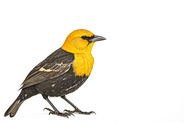 Fototapeta premium Yellow-headed Blackbird Standing on White Background