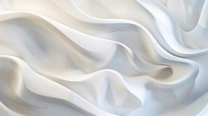 Fototapeta premium Soft, flowing white fabric folds create a sense of tranquility and elegance, capturing the delicate and intricate nature of its texture.