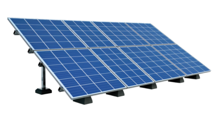 Electric Solar cell isolated on transparent background or PNG file. Solar energy. Environmental theme. Green energy concept.