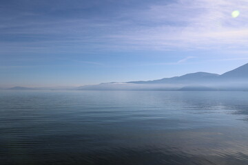Morning mist over Lake Ohrid, Albania  