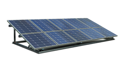 Electric Solar cell isolated on transparent background or PNG file. Solar energy. Environmental theme. Green energy concept.