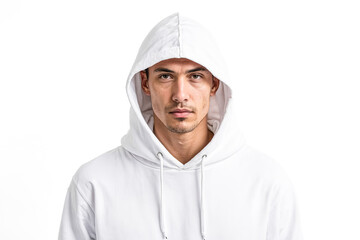 Man wearing a white hoodie