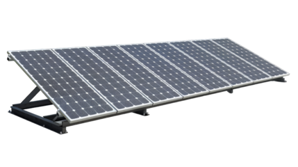 Electric Solar cell isolated on transparent background or PNG file. Solar energy. Environmental theme. Green energy concept.