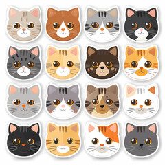 Cute Cats Sticker Collection: Cartoon Style Stickers for Cat Lovers