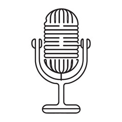 one-line drawing of a microphone. Vintage microphone in simple linear style. Vector illustration.