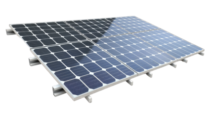 Electric Solar cell isolated on transparent background or PNG file. Solar energy. Environmental theme. Green energy concept.