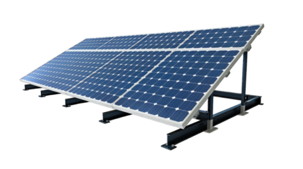 Electric Solar cell isolated on transparent background or PNG file. Solar energy. Environmental theme. Green energy concept.