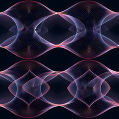 Fototapeta premium Abstract pattern background with wavy lines flowing on black backdrop