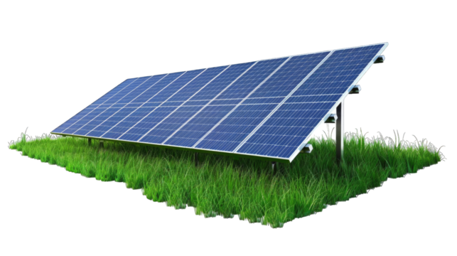 Electric Solar cell isolated on transparent background or PNG file. Solar energy. Environmental theme. Green energy concept.