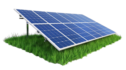 Electric Solar cell isolated on transparent background or PNG file. Solar energy. Environmental theme. Green energy concept.