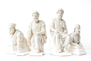 Four White Marble Statues of Ancient Greek Men
