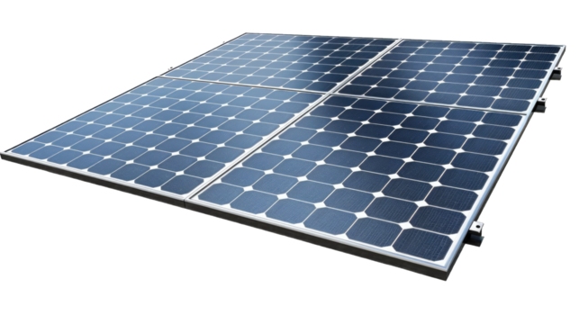 Electric Solar cell isolated on transparent background or PNG file. Solar energy. Environmental theme. Green energy concept.