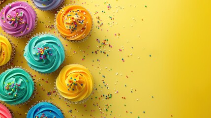 Colorful Cupcakes: Cupcakes with vibrant icing and sprinkles.