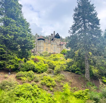 Morpeth, Northumberland, UK, June 18, 2024; view of Cragside House, Rothbury, Morpeth, Northumberland, England, UK.