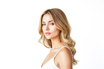 Portrait of a Beautiful Blonde Woman with Long Hair