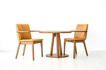 Modern Dining Set with Round Table and Two Chairs