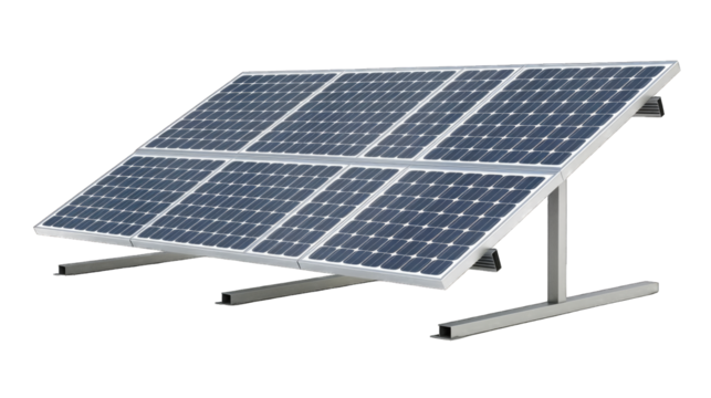 Electric Solar cell isolated on transparent background or PNG file. Solar energy. Environmental theme. Green energy concept.