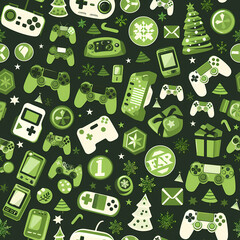 Festive Gamer-Themed Green Pattern: A Creative Twist for the Holidays