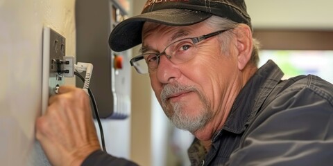 Senior Man Working on Electrical Wiring