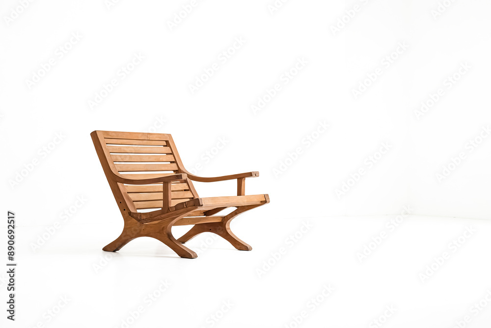 Sticker Wooden Chair on White Background