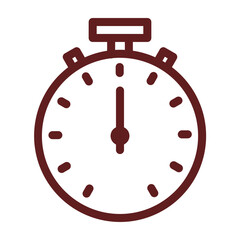 stopwatch Vector Line Maroon Icon Design
