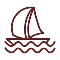sailing Vector Line Maroon Icon Design