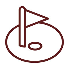 golfhole Vector Line Maroon Icon Design