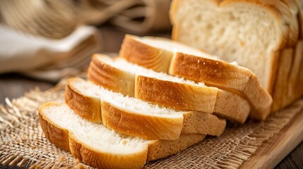 Freshly Sliced Bread on Rustic Burlap