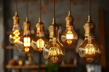Obraz premium contemporary style lighting bulb decor, Luxury retro light bulb stylish interior lighting lamp for home decor.