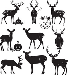Deer Halloween silhouette set 