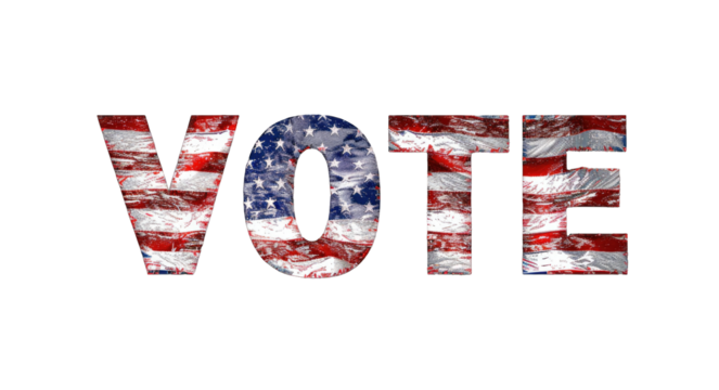 Presidential Election 2024 in United States. Vote day, November 5. US Election campaign - Make your choice. United States flag. Transparent background or PNG file.