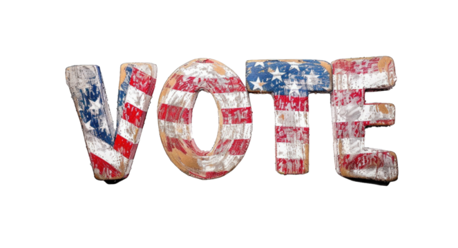 Presidential Election 2024 in United States. Vote day, November 5. US Election campaign - Make your choice. United States flag. Transparent background or PNG file.