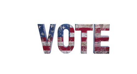 Presidential Election 2024 in United States. Vote day, November 5. US Election campaign - Make your choice. United States flag. Transparent background or PNG file.