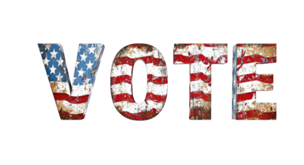 Presidential Election 2024 in United States. Vote day, November 5. US Election campaign - Make your choice. United States flag. Transparent background or PNG file.
