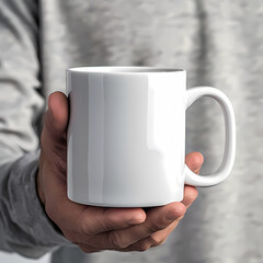 Man Holding a White 11 oz Mug: Great for Custom Mug Printing Inspiration