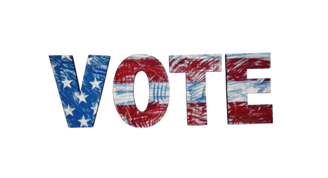 Presidential Election 2024 in United States. Vote day, November 5. US Election campaign - Make your choice. United States flag. Transparent background or PNG file.