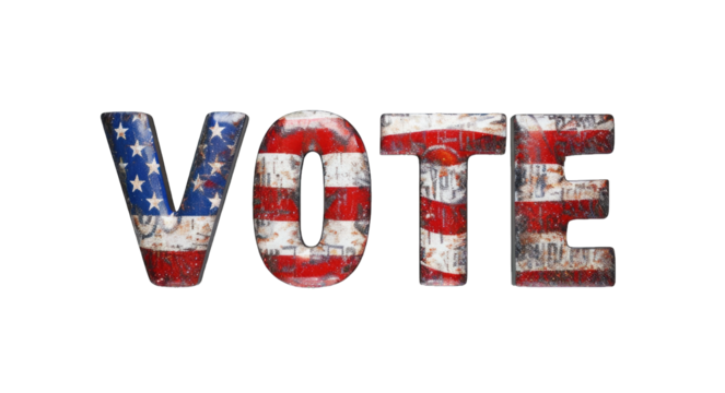 Presidential Election 2024 in United States. Vote day, November 5. US Election campaign - Make your choice. United States flag. Transparent background or PNG file.