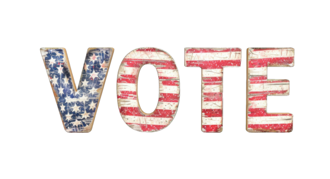 Presidential Election 2024 in United States. Vote day, November 5. US Election campaign - Make your choice. United States flag. Transparent background or PNG file.