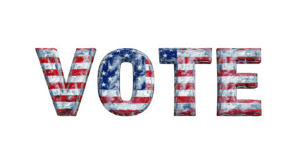 Presidential Election 2024 in United States. Vote day, November 5. US Election campaign - Make your choice. United States flag. Transparent background or PNG file.