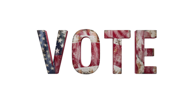Presidential Election 2024 in United States. Vote day, November 5. US Election campaign - Make your choice. United States flag. Transparent background or PNG file.