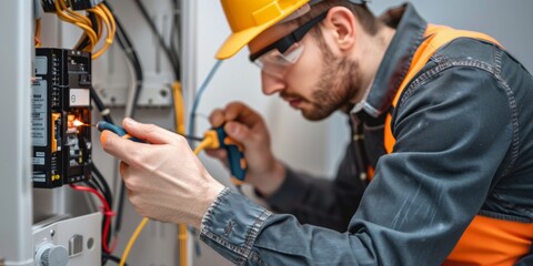 Electrician Working on Electrical Panel
