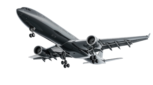 Airplane aircraft transport airplane transportation travel traveler flight fly air plane trip jet business. Transparent background or PNG file.