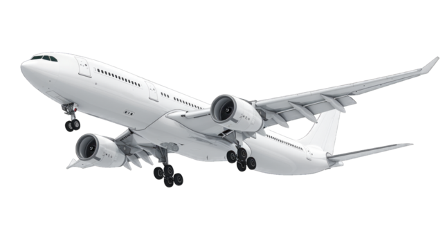 Airplane aircraft transport airplane transportation travel traveler flight fly air plane trip jet business. Transparent background or PNG file.