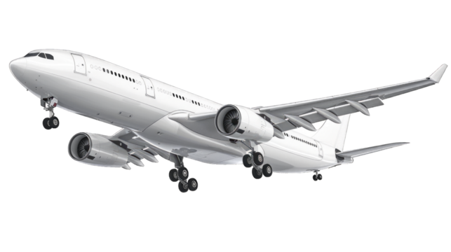 Airplane aircraft transport airplane transportation travel traveler flight fly air plane trip jet business. Transparent background or PNG file.