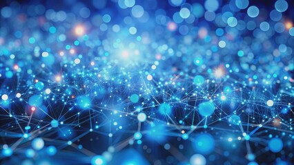 Abstract Blue Network with Glowing Bokeh, abstract , network , digital , technology